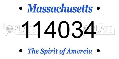 114034 Massachusetts License Plate