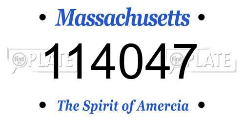 114047 Massachusetts License Plate