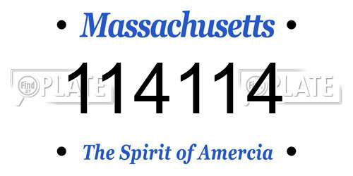 114114 Massachusetts License Plate