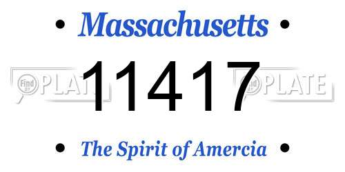 11417 Massachusetts License Plate