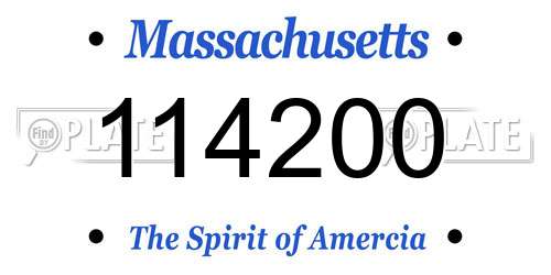 114200 Massachusetts License Plate