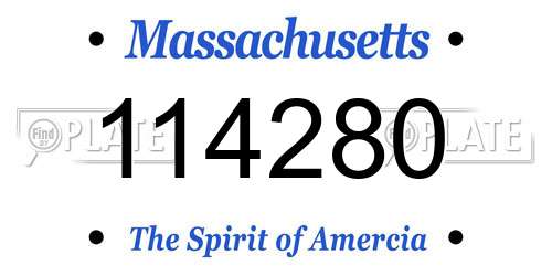 114280 Massachusetts License Plate