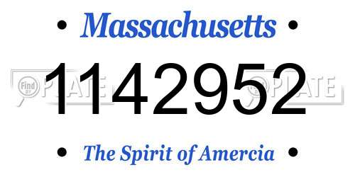 1142952 Massachusetts License Plate