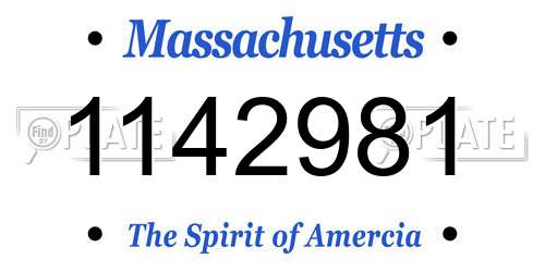 1142981 Massachusetts License Plate