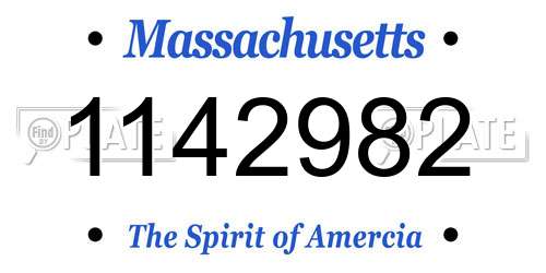 1142982 Massachusetts License Plate