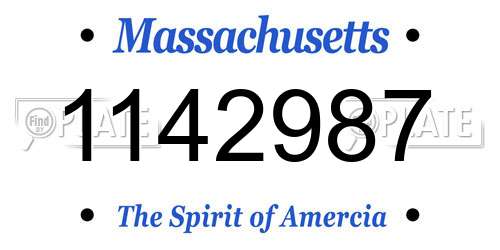 1142987 Massachusetts License Plate