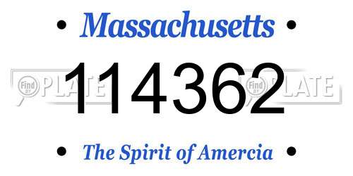 114362 Massachusetts License Plate