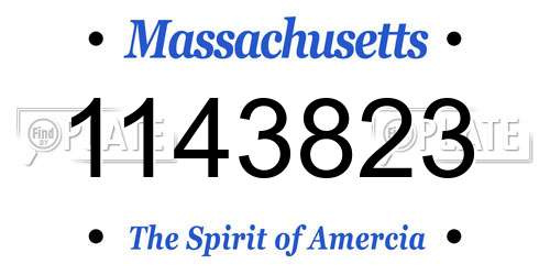 1143823 Massachusetts License Plate