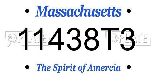 11438T3 Massachusetts License Plate