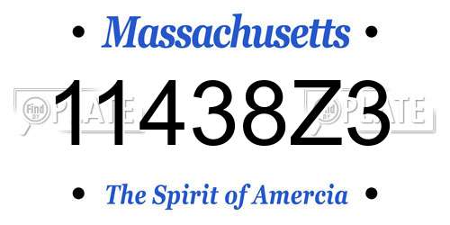 11438Z3 Massachusetts License Plate