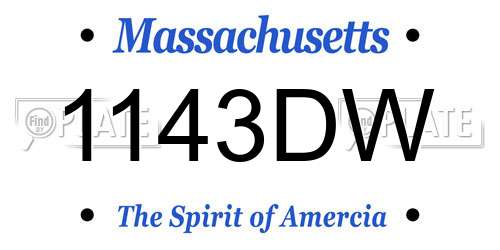 1143DW Massachusetts License Plate
