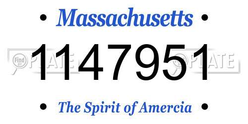 1147951 Massachusetts License Plate