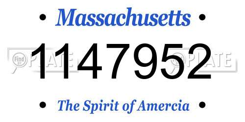 1147952 Massachusetts License Plate