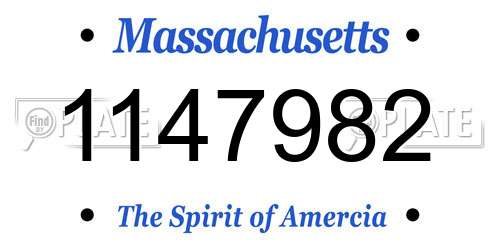 1147982 Massachusetts License Plate