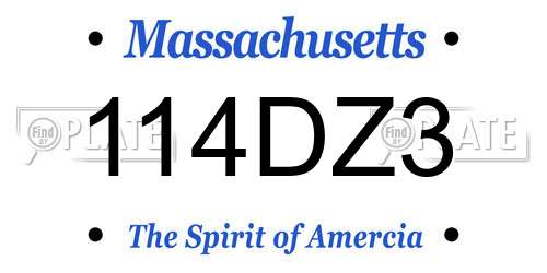 114DZ3 Massachusetts License Plate