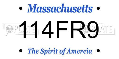 114FR9 Massachusetts License Plate