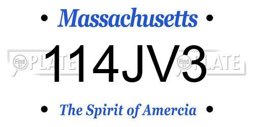 114JV3 Massachusetts License Plate