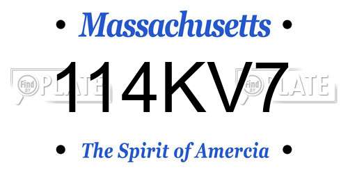 114KV7 Massachusetts License Plate