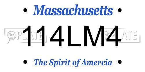114LM4 Massachusetts License Plate