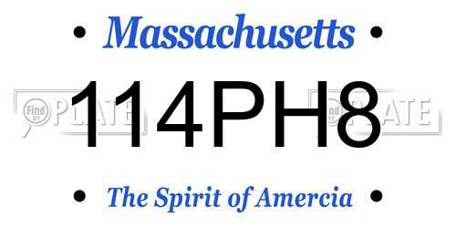 114PH8 Massachusetts License Plate