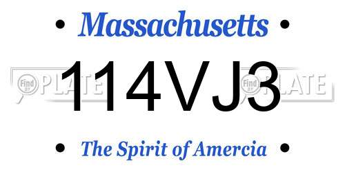 114VJ3 Massachusetts License Plate