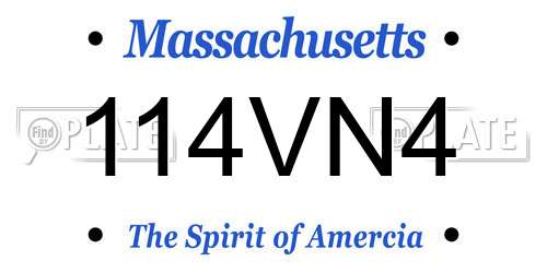 114VN4 Massachusetts License Plate