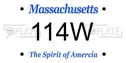 114W Massachusetts License Plate