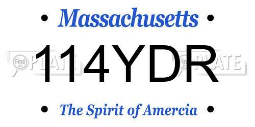114YDR Massachusetts License Plate