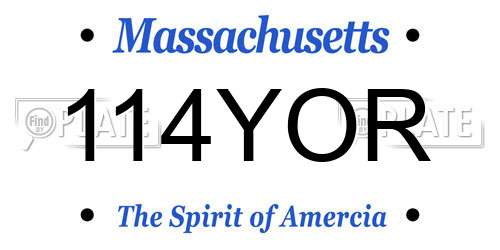 114YOR Massachusetts License Plate