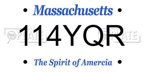 114YQR Massachusetts License Plate