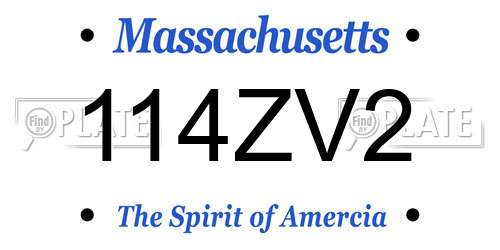 114ZV2 Massachusetts License Plate