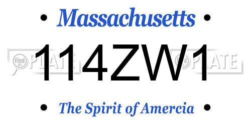 114ZW1 Massachusetts License Plate