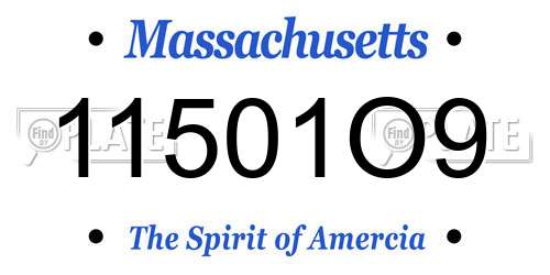 11501O9 Massachusetts License Plate