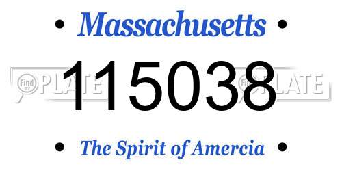 115038 Massachusetts License Plate