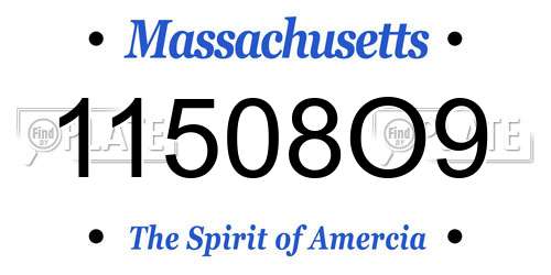 11508O9 Massachusetts License Plate