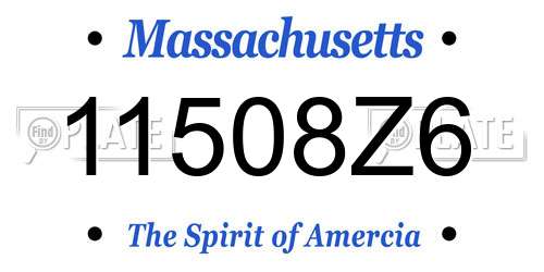 11508Z6 Massachusetts License Plate