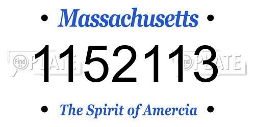 1152113 Massachusetts License Plate