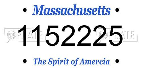 1152225 Massachusetts License Plate
