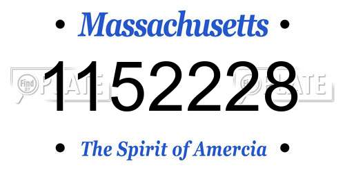 1152228 Massachusetts License Plate