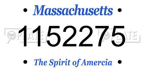 1152275 Massachusetts License Plate