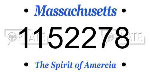 1152278 Massachusetts License Plate