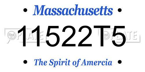 11522T5 Massachusetts License Plate