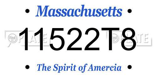11522T8 Massachusetts License Plate