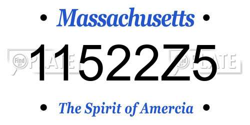 11522Z5 Massachusetts License Plate