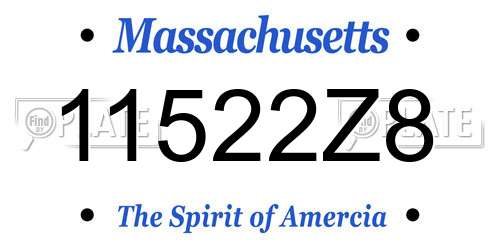 11522Z8 Massachusetts License Plate