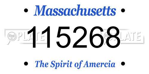 115268 Massachusetts License Plate