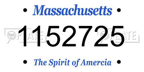 1152725 Massachusetts License Plate
