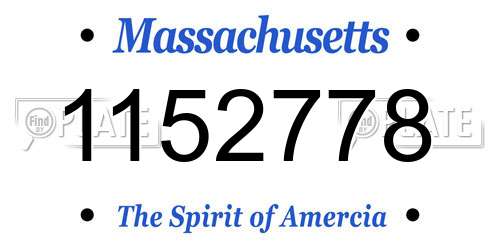 1152778 Massachusetts License Plate