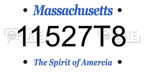 11527T8 Massachusetts License Plate