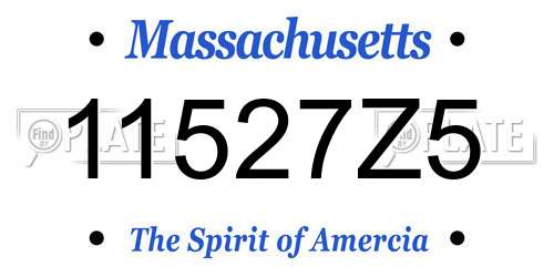 11527Z5 Massachusetts License Plate